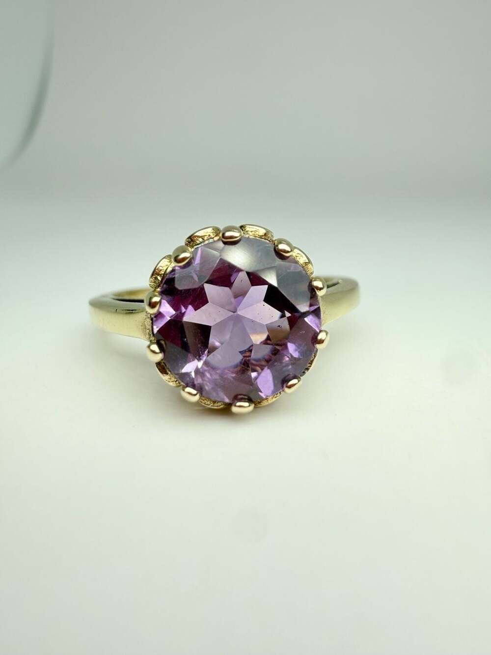 Amethyst Ring Gold Over Sterling Silver Purple Gemstone